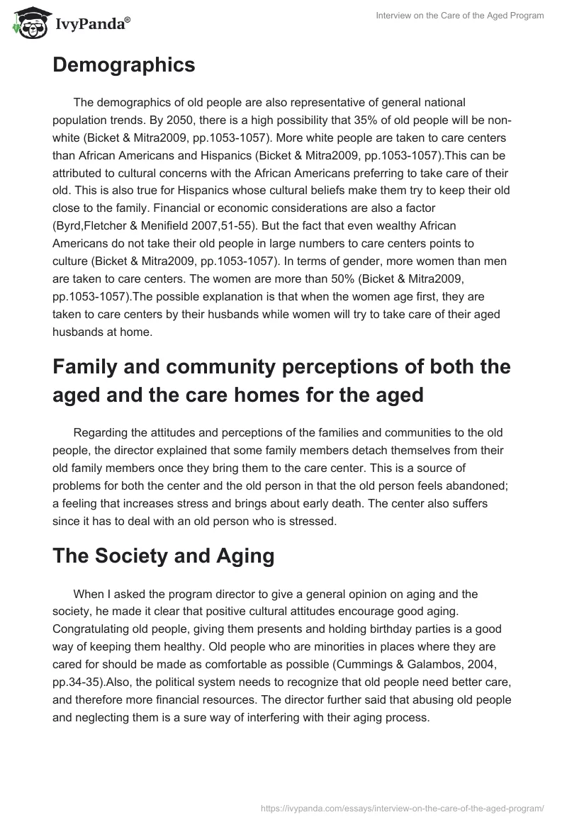 Interview on the Care of the Aged Program. Page 3