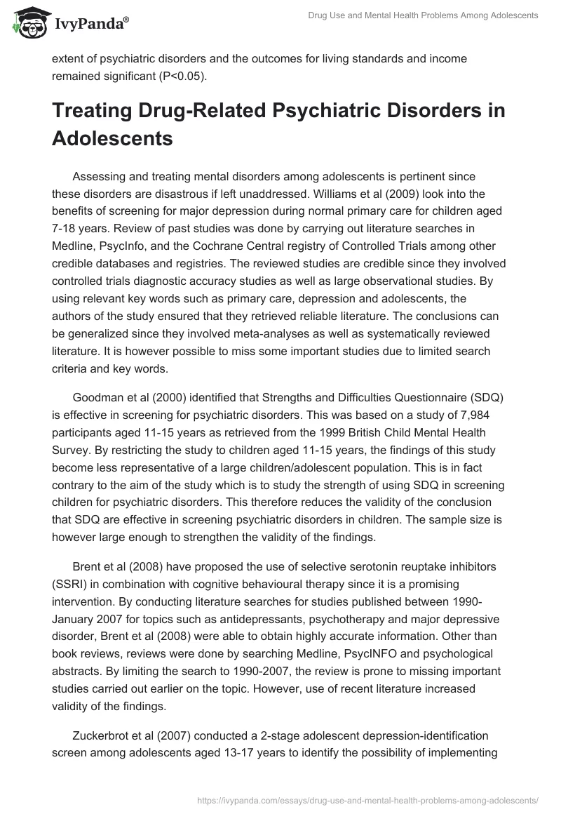 Drug Use and Mental Health Problems Among Adolescents. Page 3
