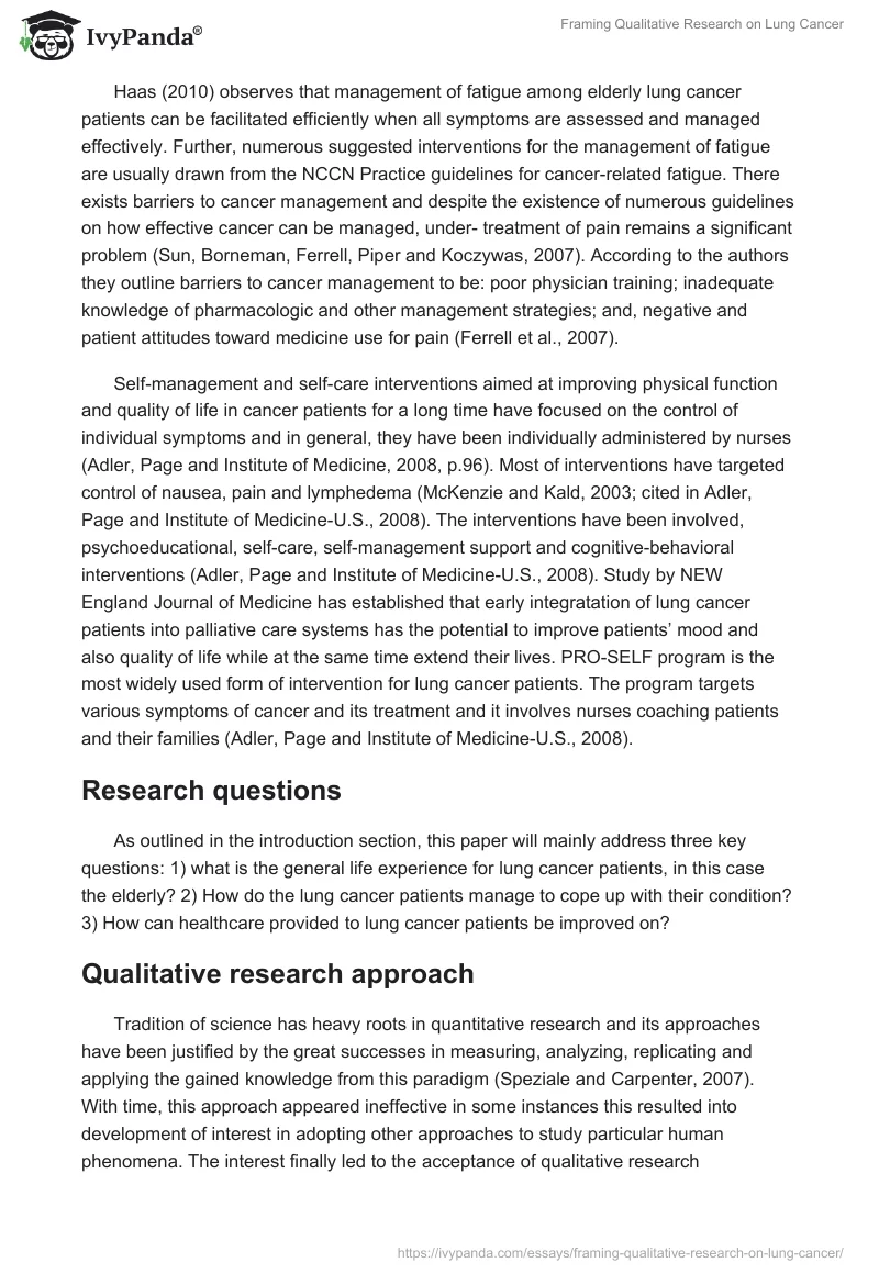 Framing Qualitative Research on Lung Cancer. Page 2