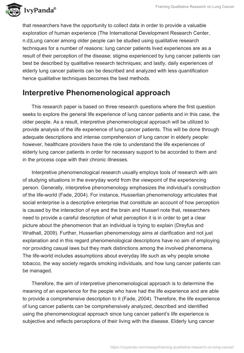 Framing Qualitative Research on Lung Cancer. Page 4
