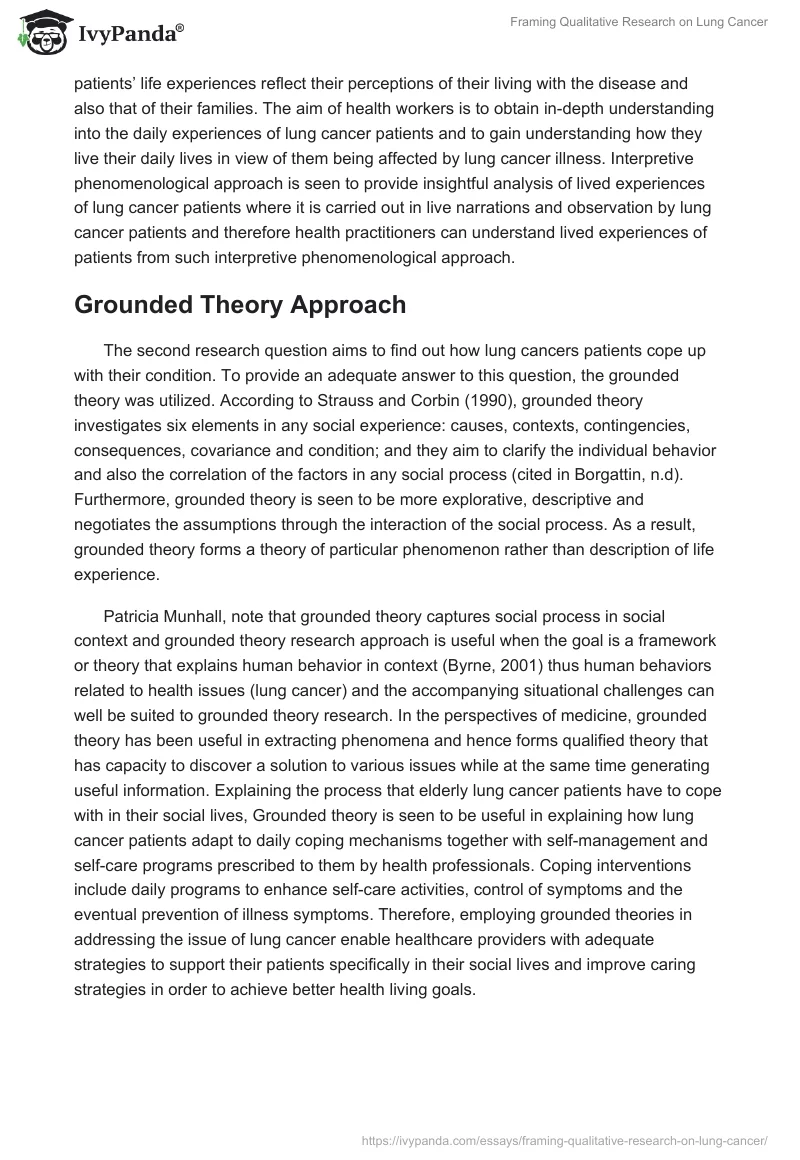 Framing Qualitative Research on Lung Cancer. Page 5