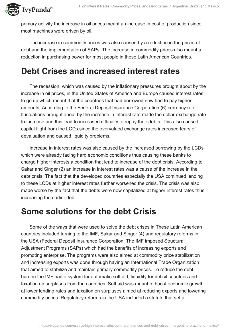 High Interest Rates, Commodity Prices, and Debt Crises in Argentina, Brazil, and Mexico. Page 3