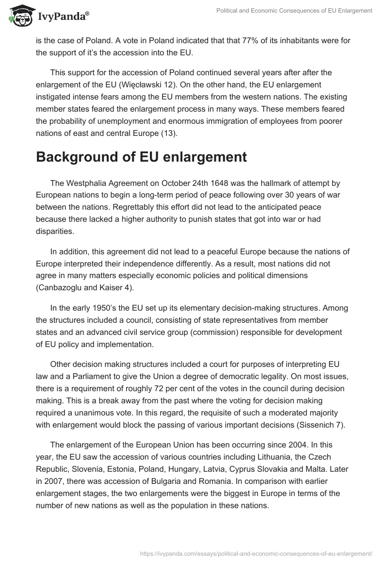 Political and Economic Consequences of EU Enlargement. Page 2