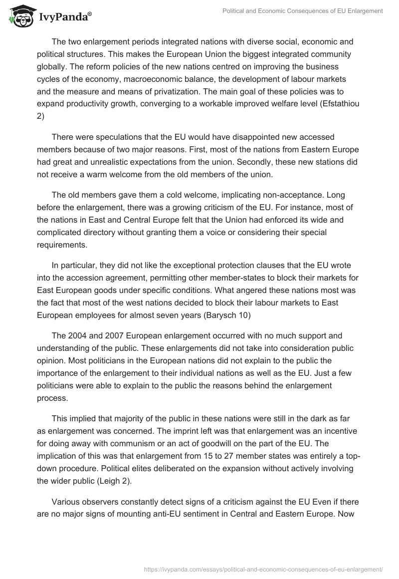 Political and Economic Consequences of EU Enlargement. Page 3