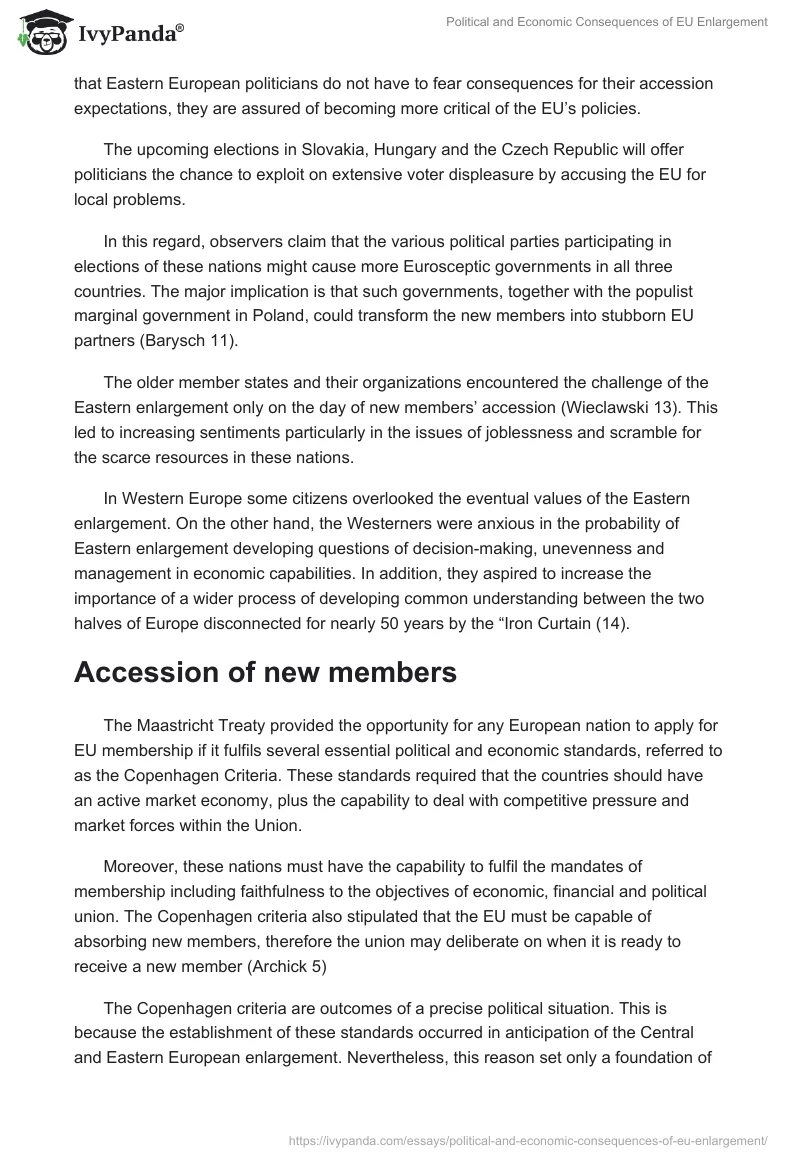 Political and Economic Consequences of EU Enlargement. Page 4