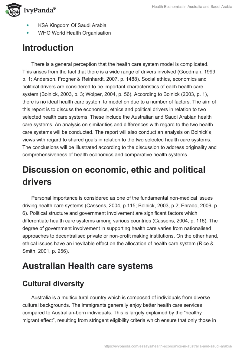 Health Economics in Australia and Saudi Arabia. Page 2