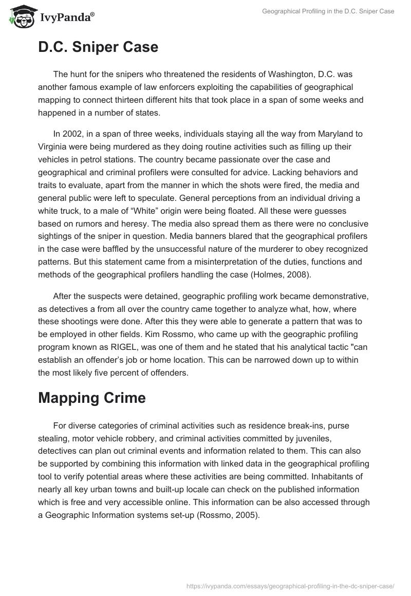 case study for geographical profiling