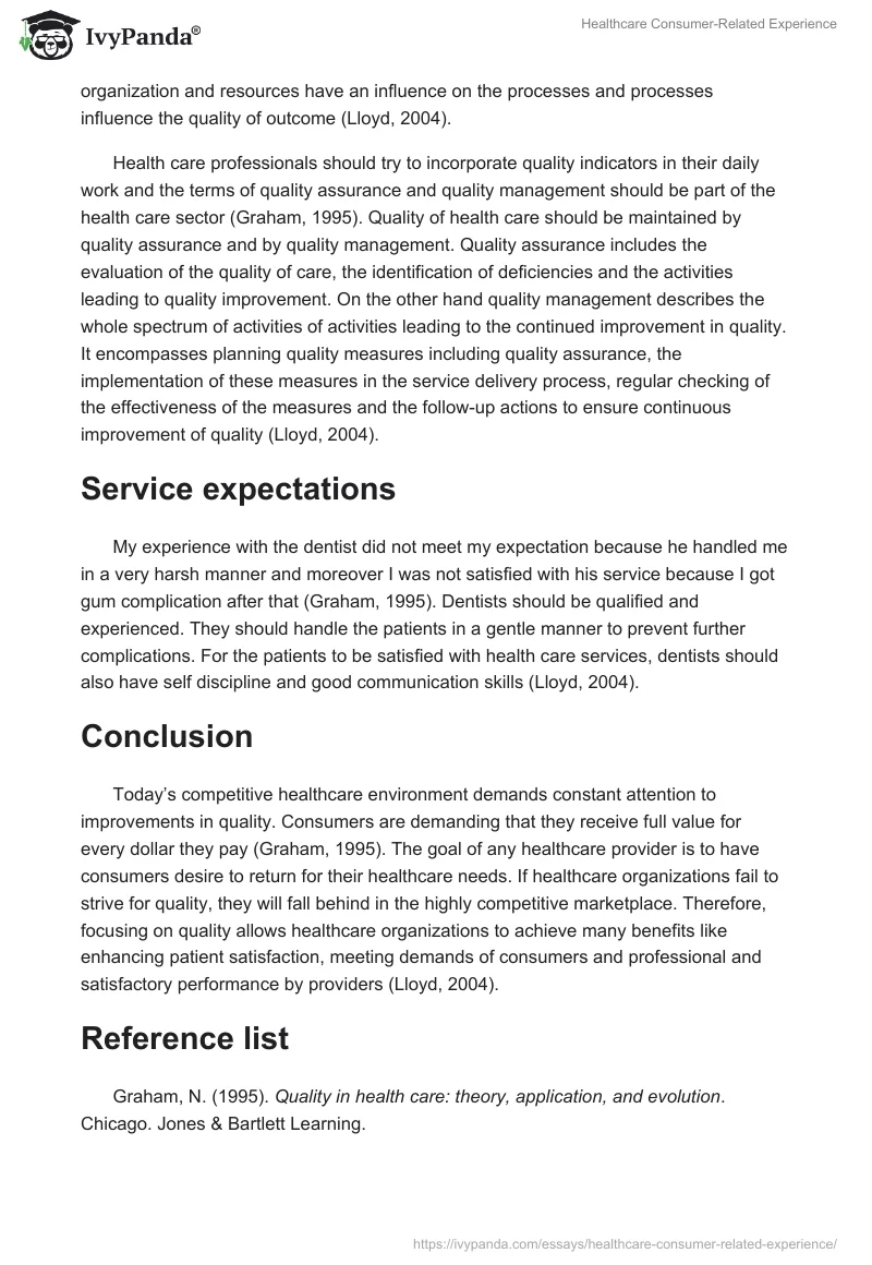 Healthcare Consumer-Related Experience. Page 3