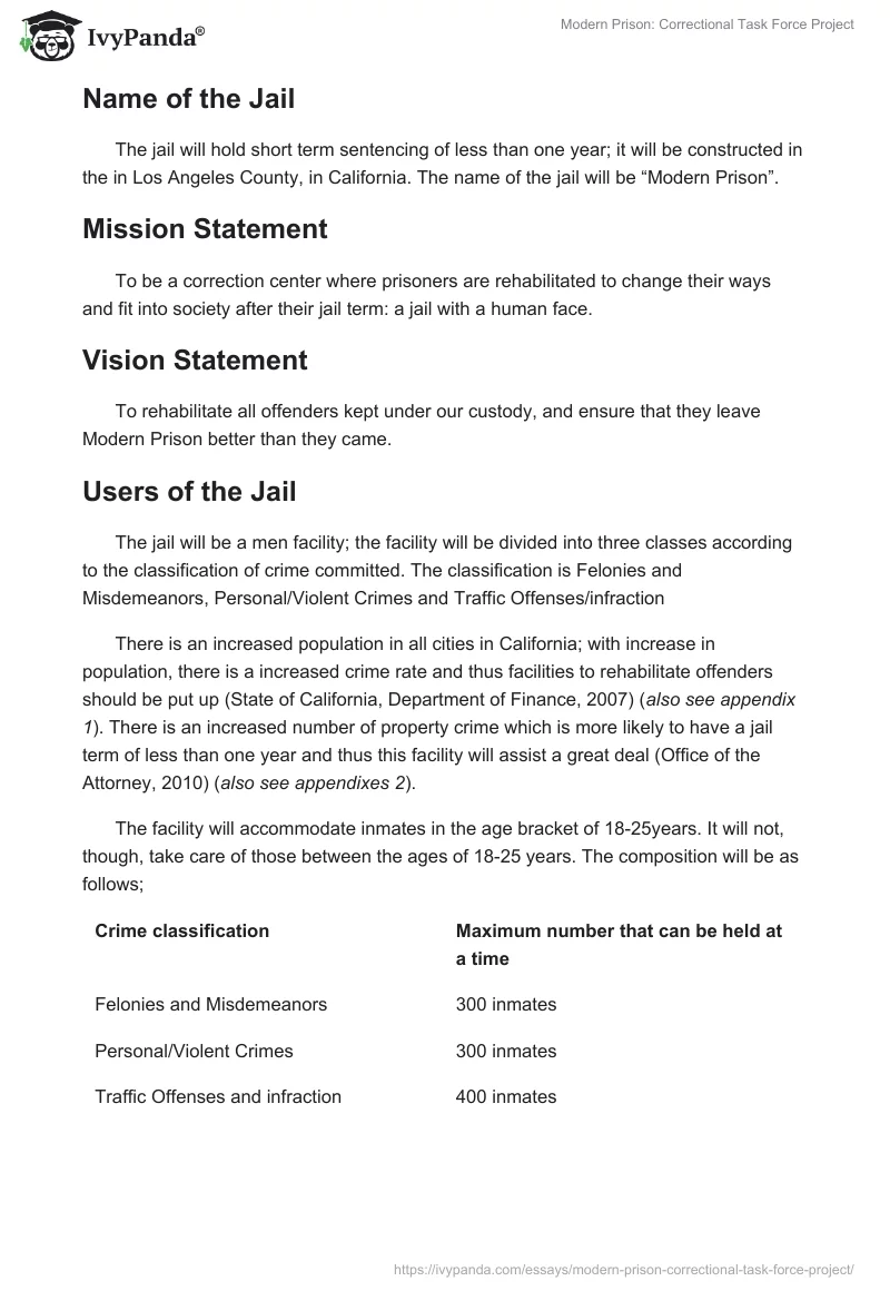 Modern Prison: Correctional Task Force Project. Page 2