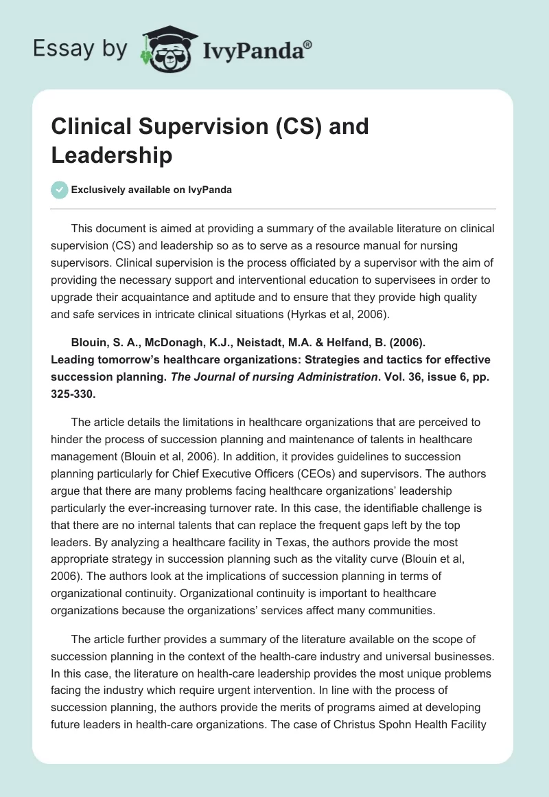 Clinical Supervision Cs And Leadership Page1.webp