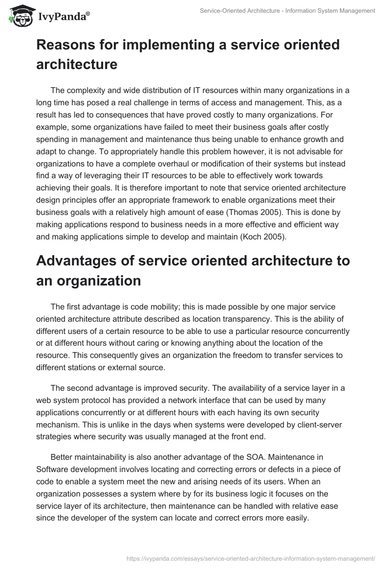 Service-Oriented Architecture - Information System Management. Page 2