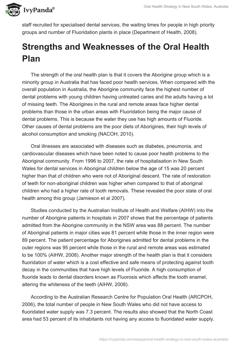 Oral Health Strategy in New South Wales, Australia. Page 4
