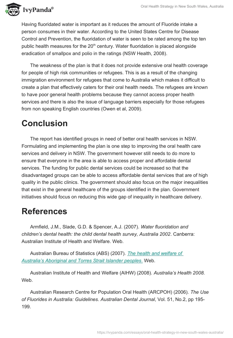 Oral Health Strategy in New South Wales, Australia. Page 5