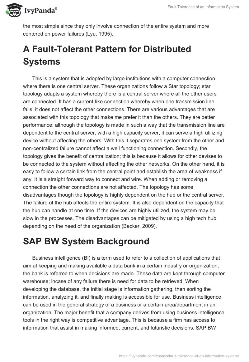Fault Tolerance of an Information System. Page 2