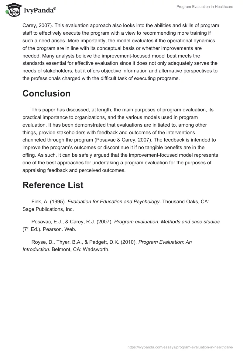 Program Evaluation in Healthcare. Page 4