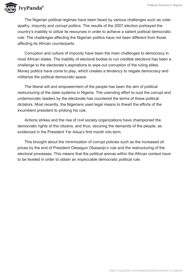 Political Science in Nigeria. Page 2