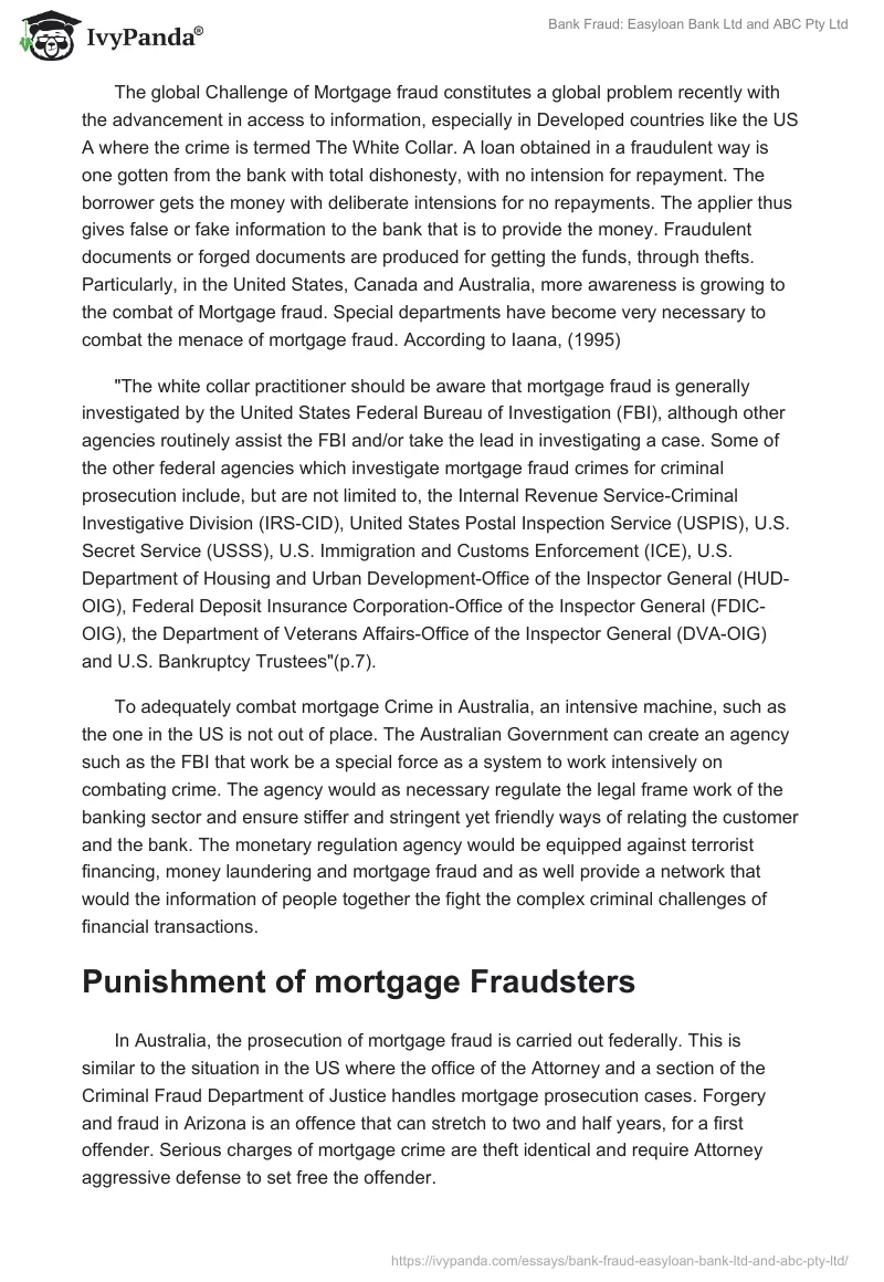 Bank Fraud: Easyloan Bank Ltd and ABC Pty Ltd. Page 2