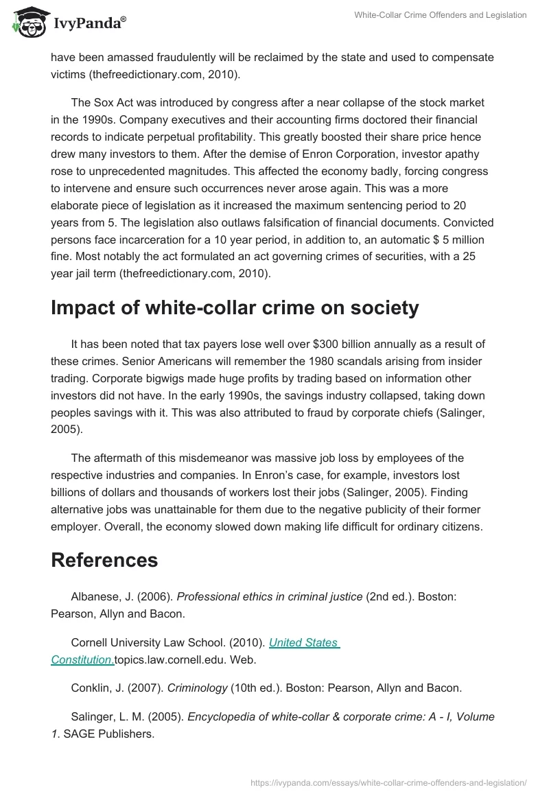 White-Collar Crime Offenders and Legislation. Page 2