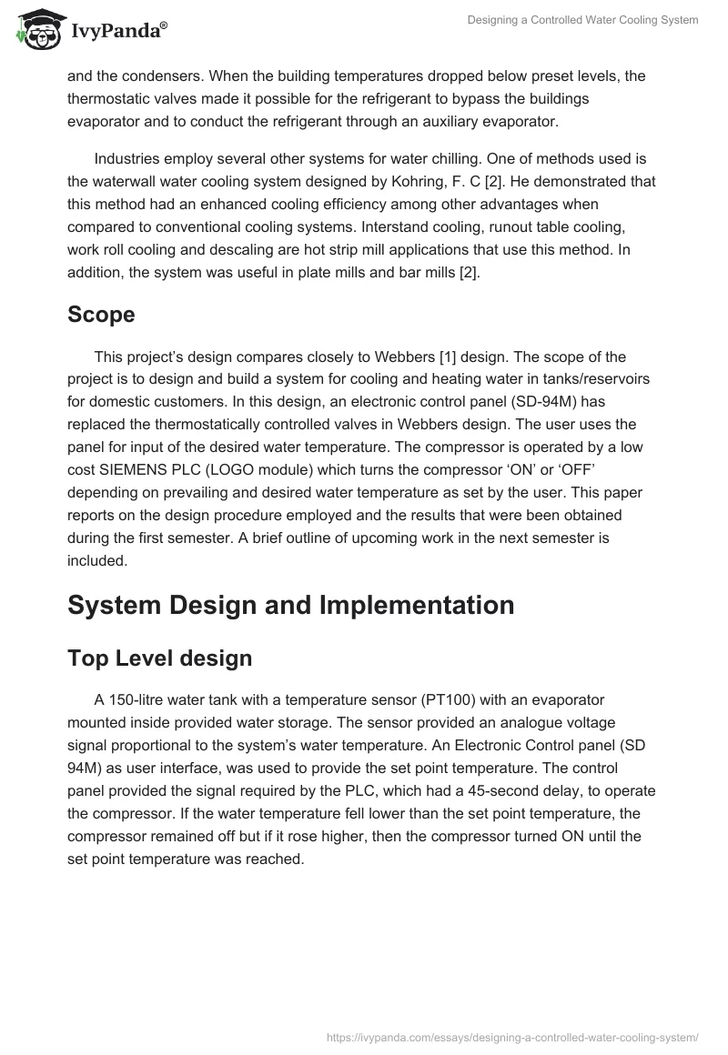 Designing a Controlled Water Cooling System. Page 2