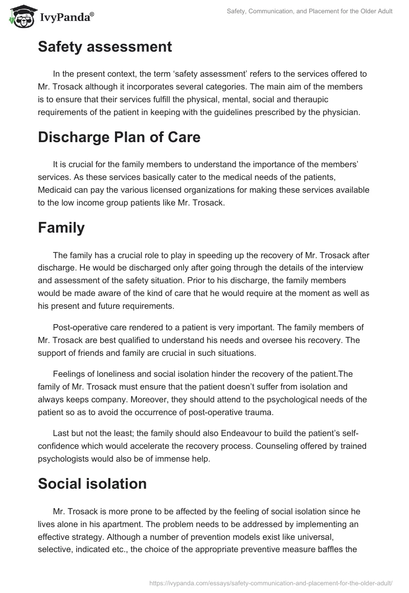 Safety, Communication, and Placement for the Older Adult. Page 3