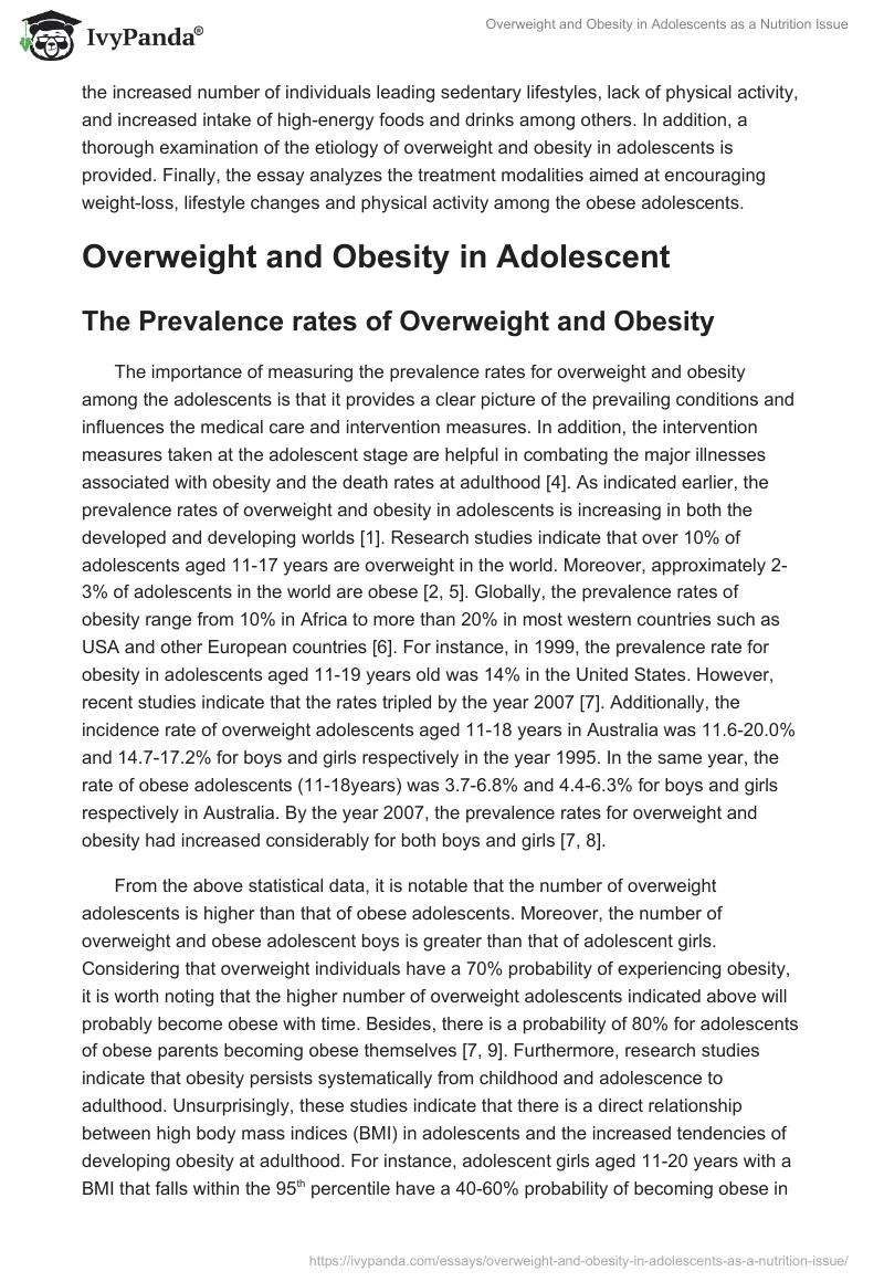 Overweight and Obesity in Adolescents as a Nutrition Issue. Page 2