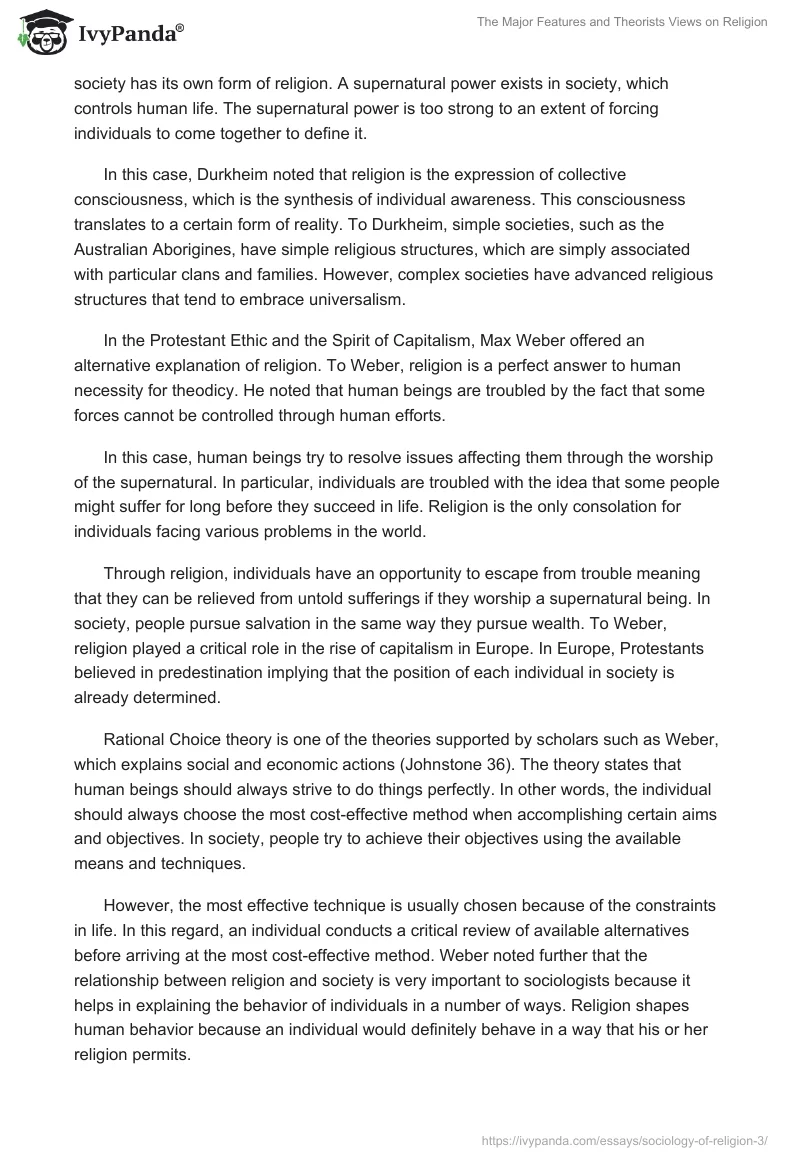 The Major Features and Theorists Views on Religion. Page 2