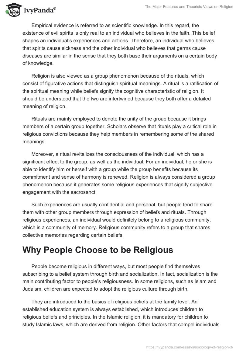 The Major Features and Theorists Views on Religion. Page 5
