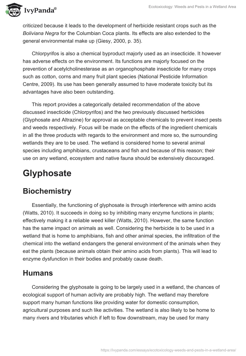 Ecotoxicology: Weeds and Pests in a Wetland Area. Page 3
