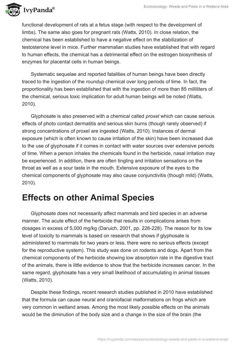 Ecotoxicology: Weeds and Pests in a Wetland Area. Page 5