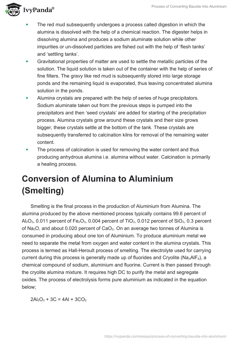 Process of Converting Bauxite Into Aluminium. Page 2