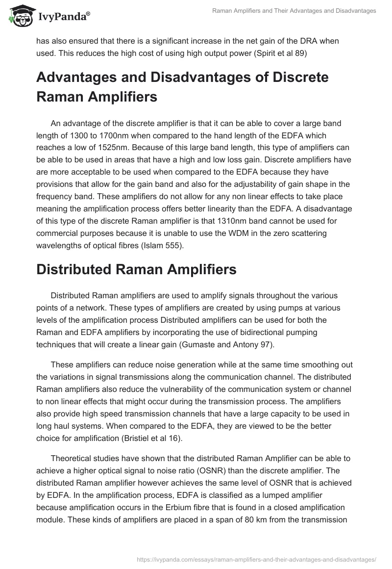 Raman Amplifiers and Their Advantages and Disadvantages. Page 5