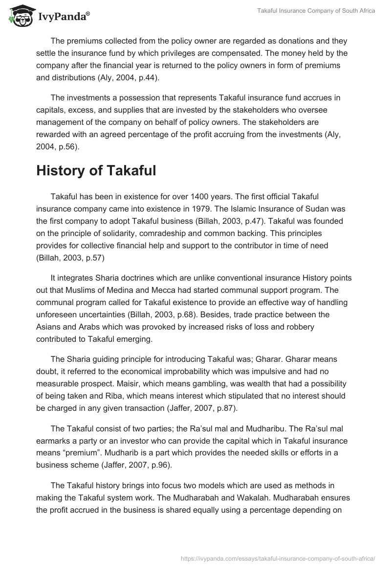 Takaful Insurance Company of South Africa. Page 3