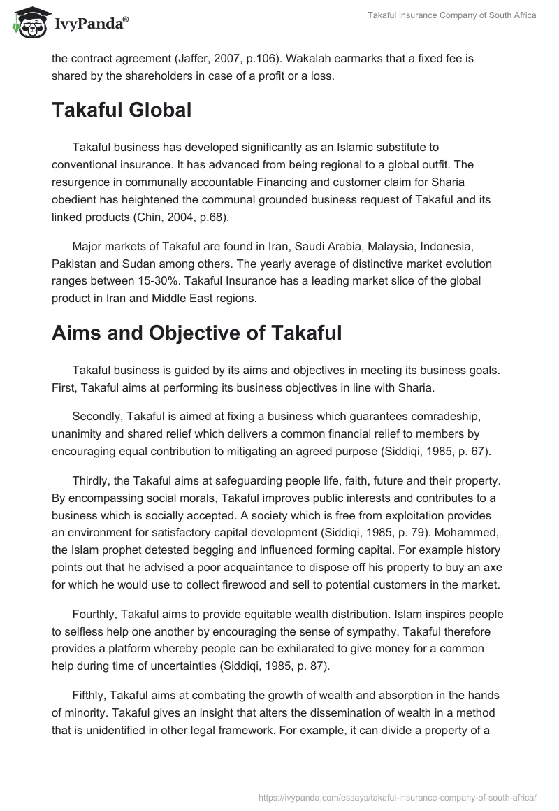 Takaful Insurance Company of South Africa. Page 4