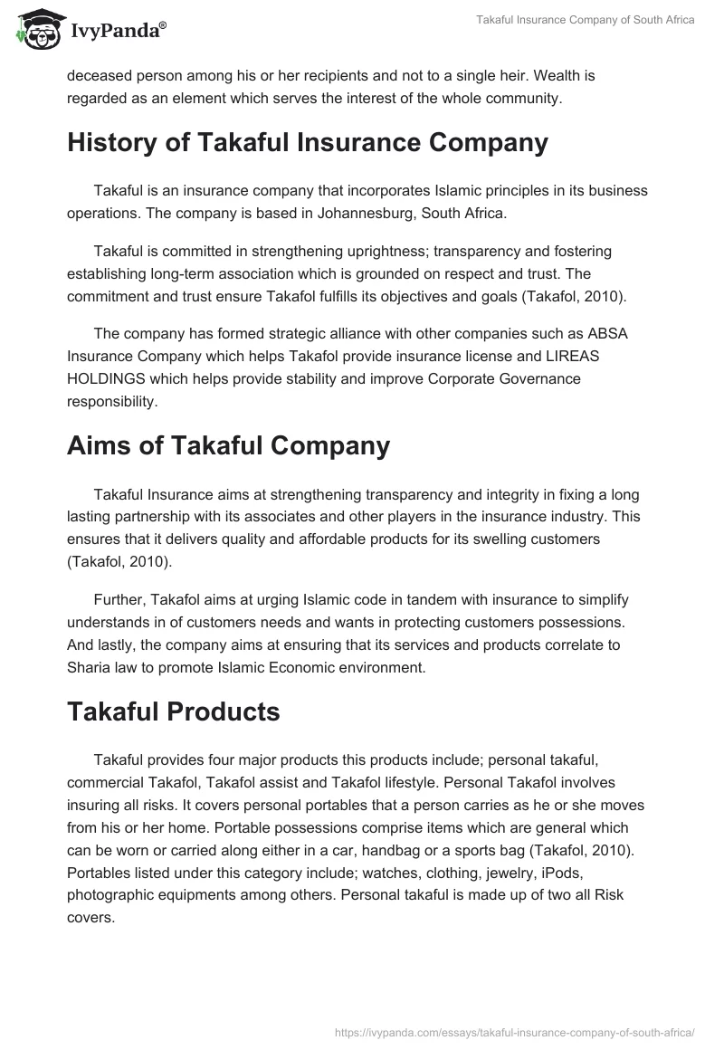 Takaful Insurance Company of South Africa. Page 5