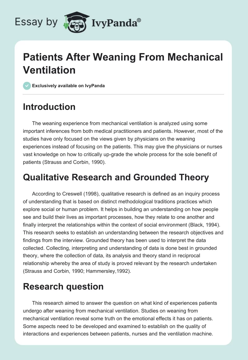 Patients After Weaning From Mechanical Ventilation. Page 1