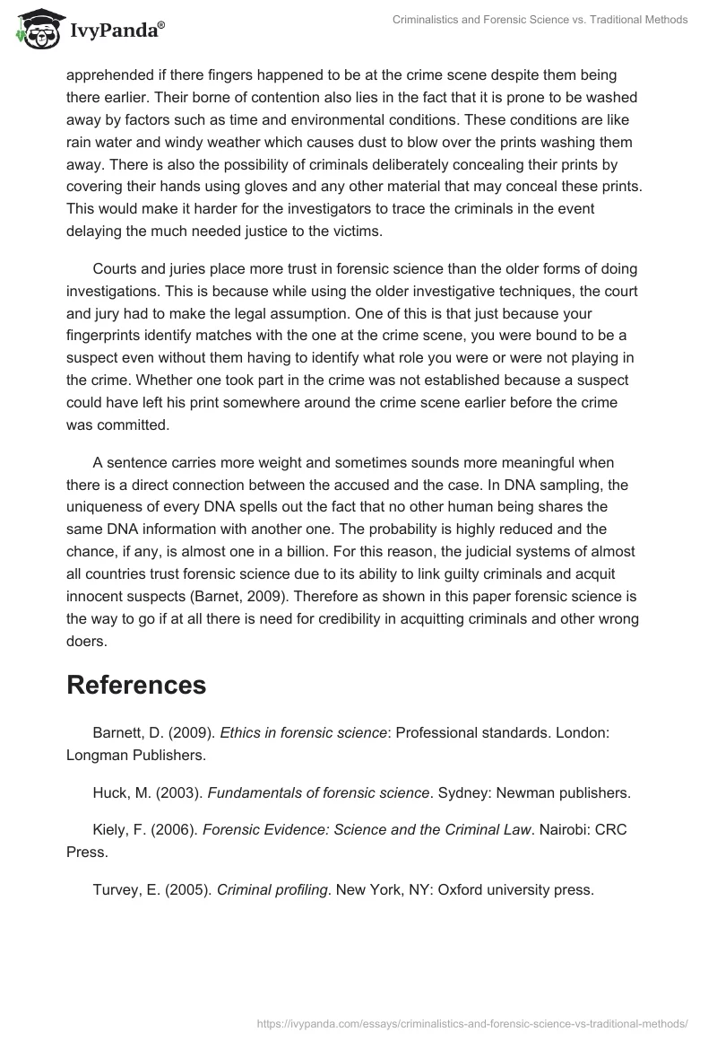 Criminalistics and Forensic Science vs. Traditional Methods. Page 3