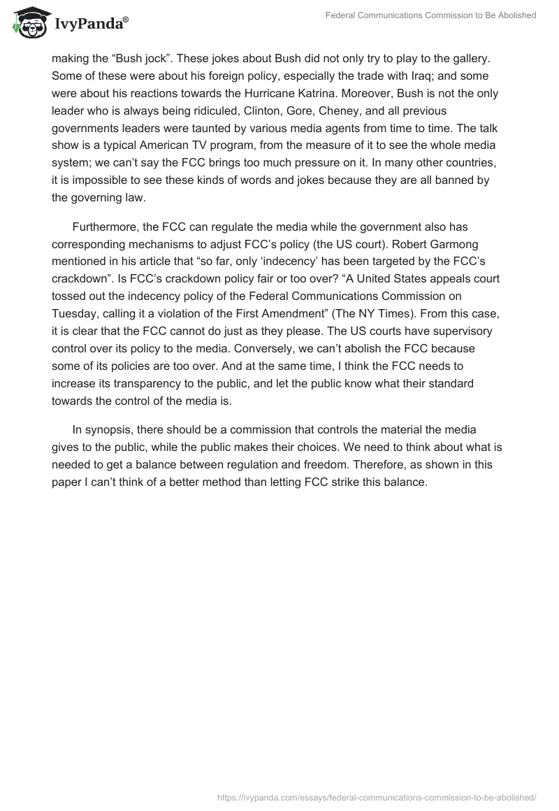 Federal Communications Commission to Be Abolished. Page 3