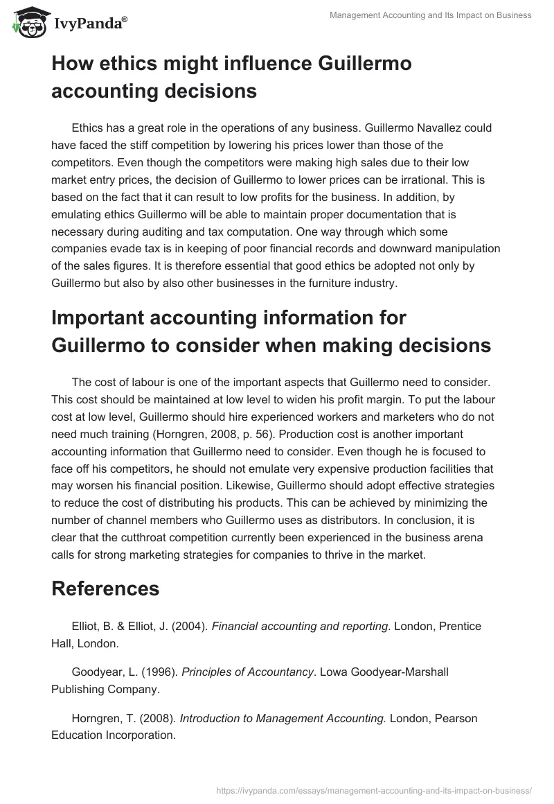 Management Accounting and Its Impact on Business. Page 2