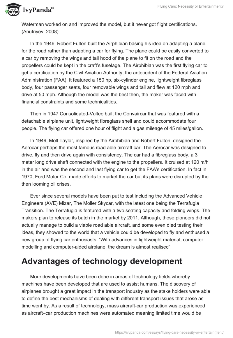 Flying Cars: Necessity or Entertainment?. Page 2