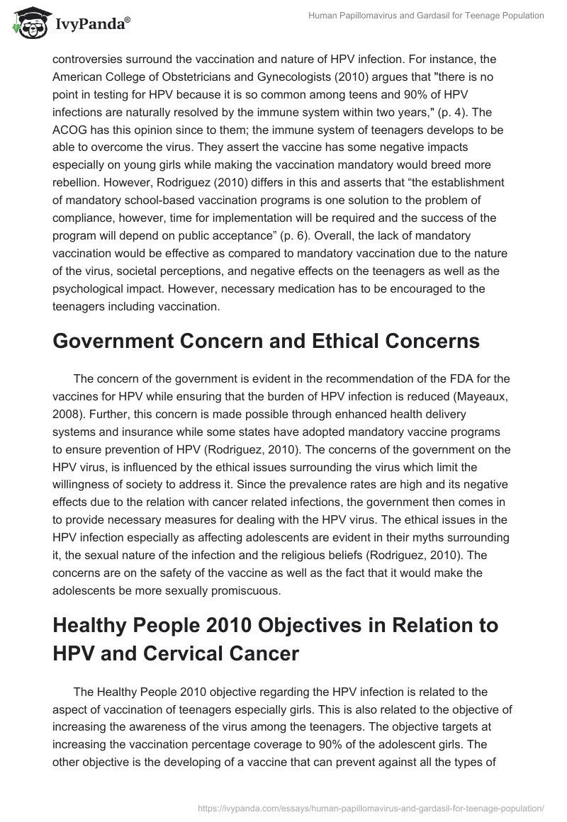 Human Papillomavirus and Gardasil for Teenage Population. Page 3