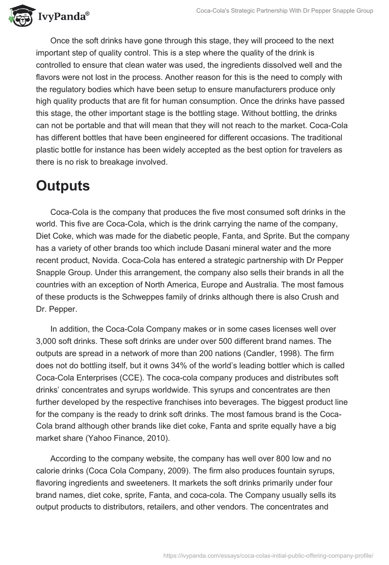 Coca-Cola's Strategic Partnership With Dr. Pepper Snapple Group. Page 3