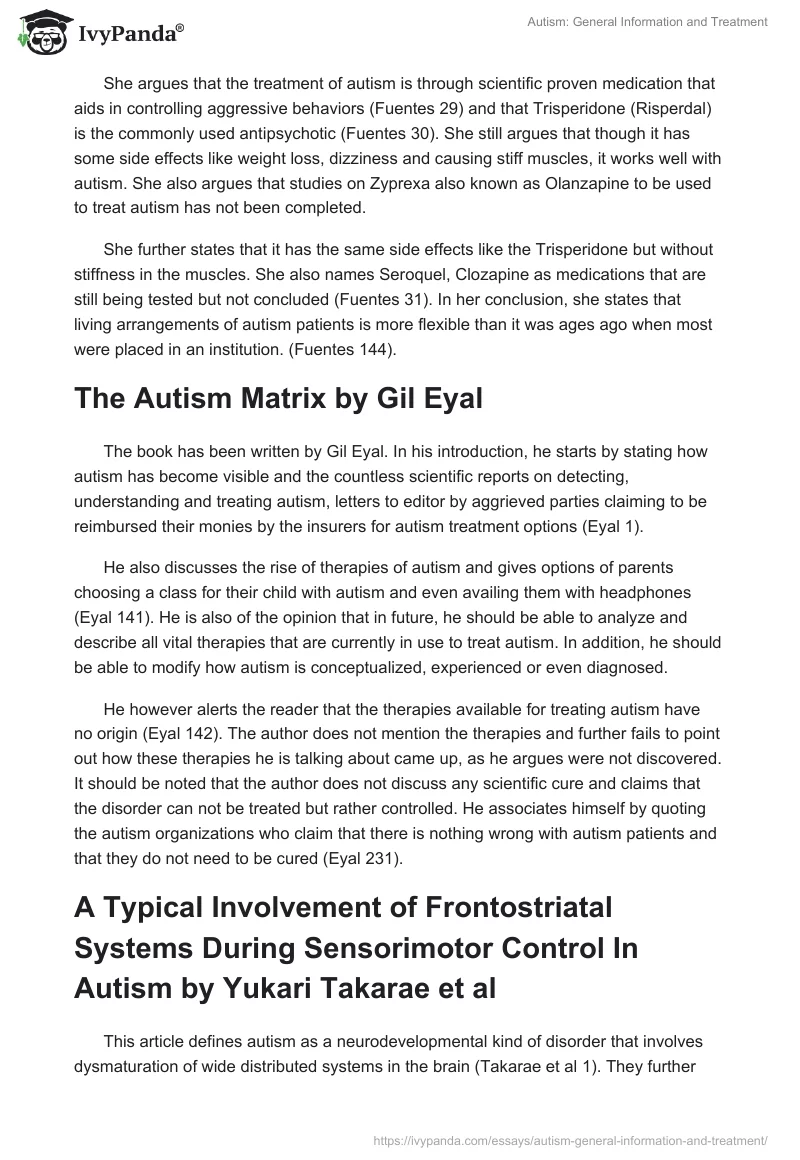 Autism: General Information and Treatment. Page 2