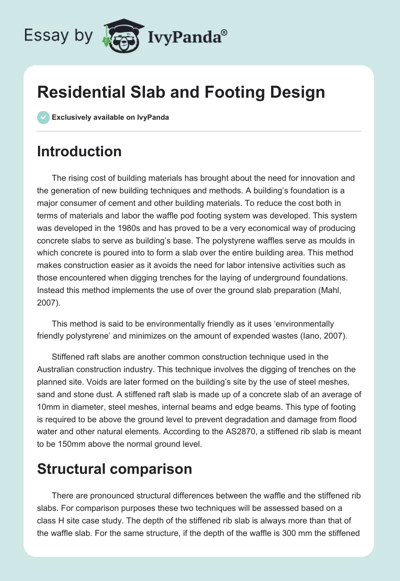 Residential Slab and Footing Design. Page 1