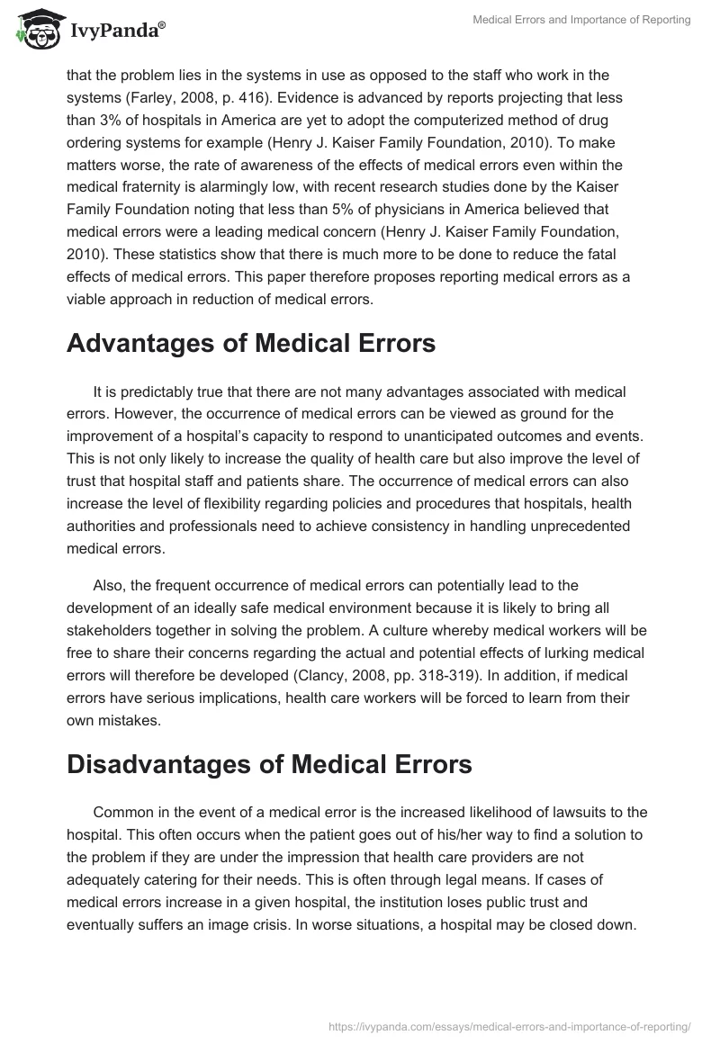 Medical Errors and Importance of Reporting. Page 2