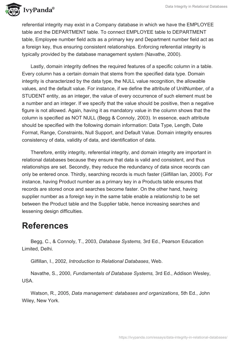 Data Integrity in Relational Databases. Page 2