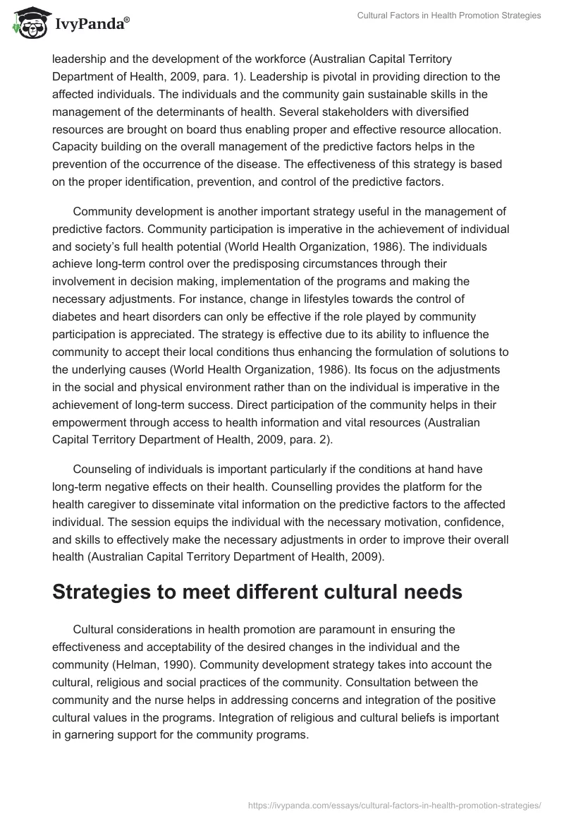 Cultural Factors in Health Promotion Strategies. Page 2