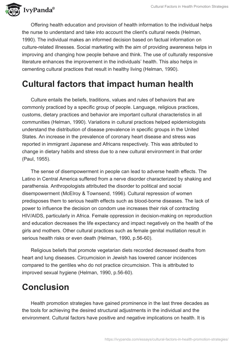 Cultural Factors in Health Promotion Strategies. Page 3