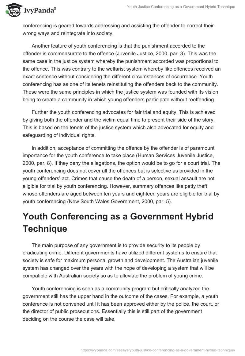 Youth Justice Conferencing as a Government Hybrid Technique. Page 2
