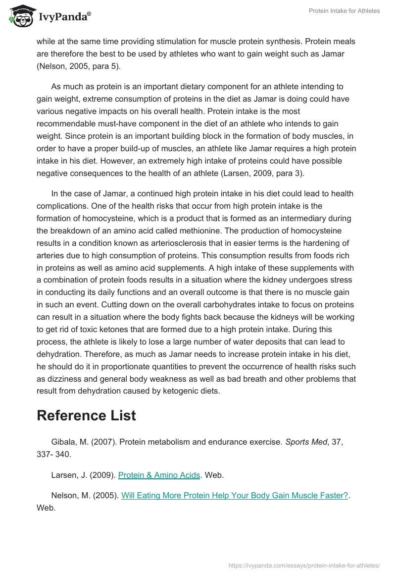 Protein Intake for Athletes. Page 2