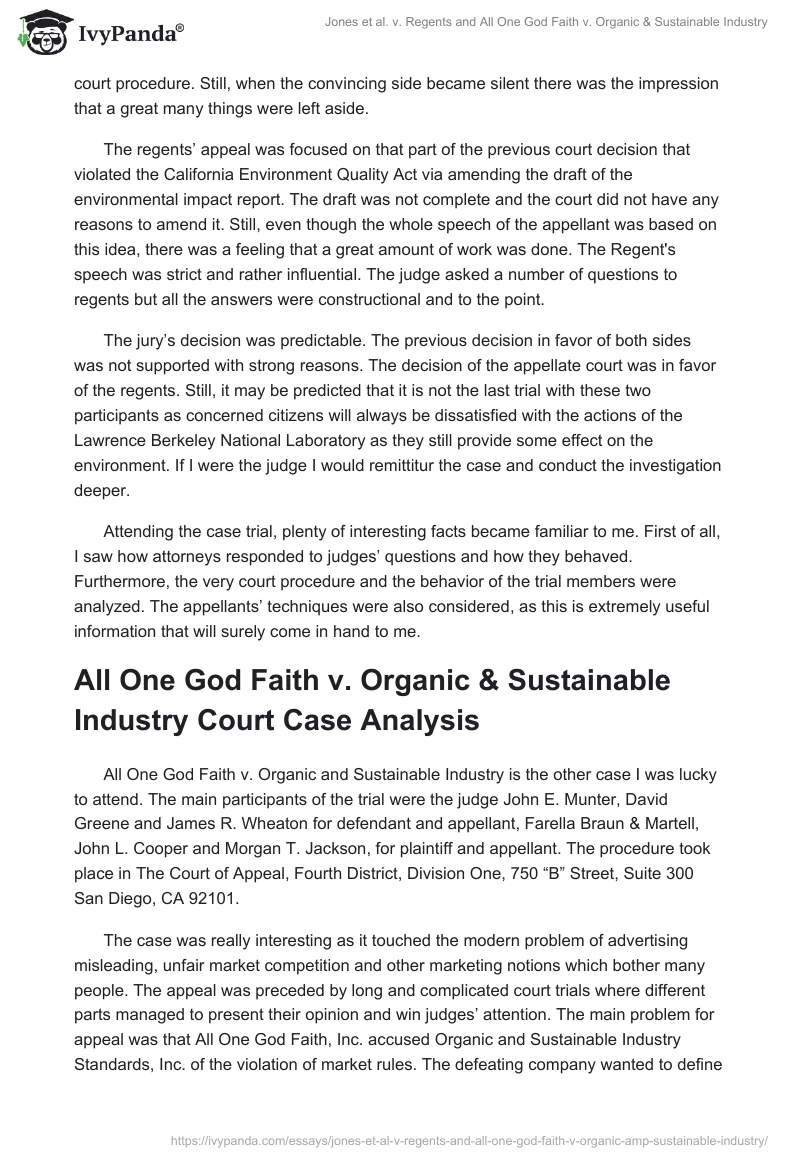 Jones et al. v. Regents and All One God Faith v. Organic & Sustainable Industry. Page 3